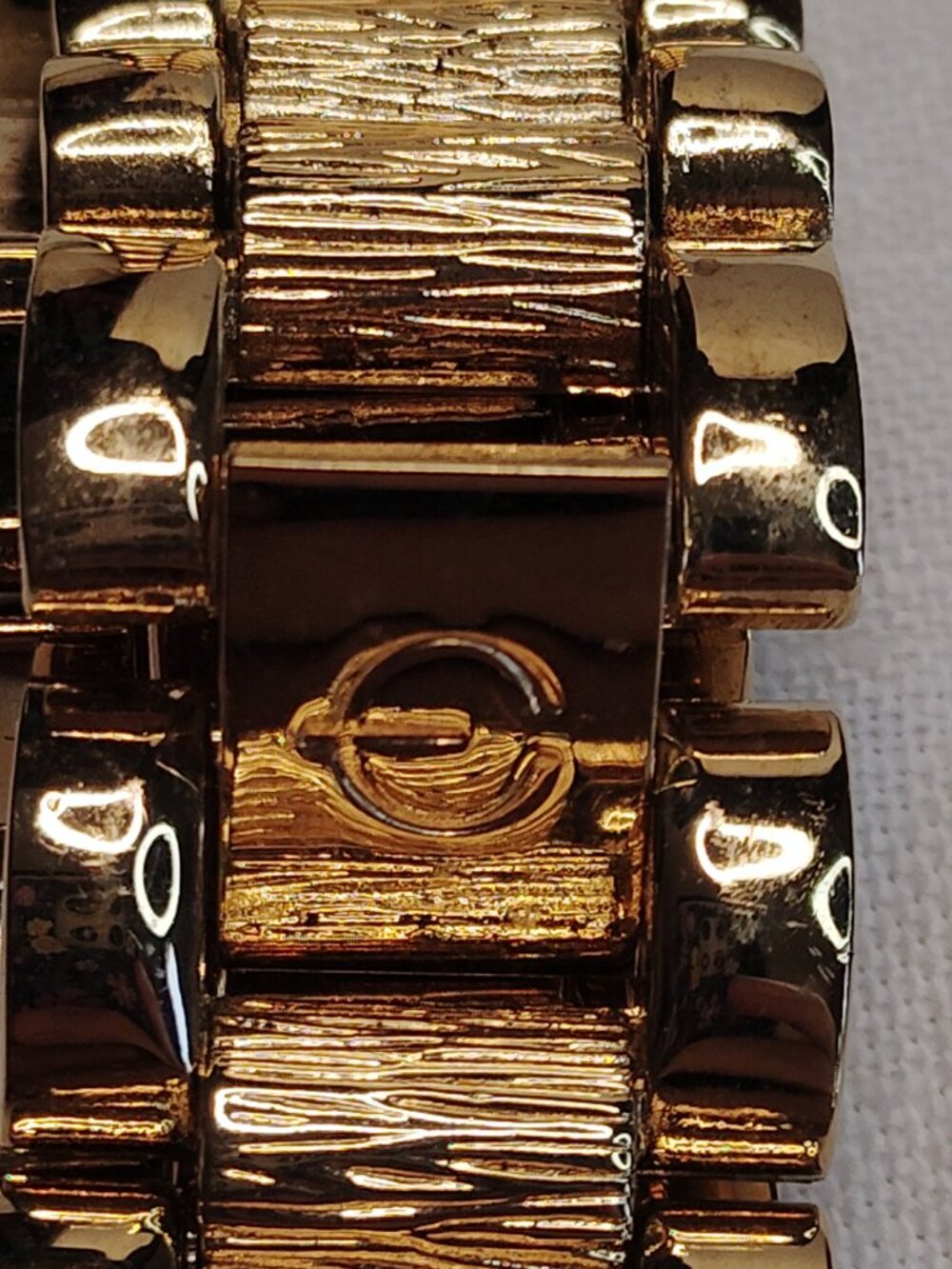 Vintage Gold‑Tone Rolex‑Style Link Bracelet • Fold‑Over Clasp • 2.5" - Picture 3 of 11